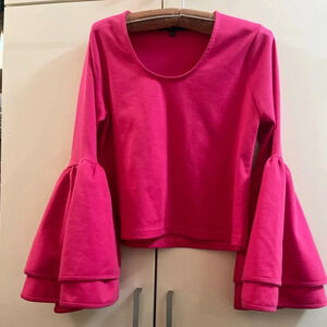 WOMEN'S WENDY WILLIAMS BLOUSE TOP FLAIR SLEEVES PINK SZ XS